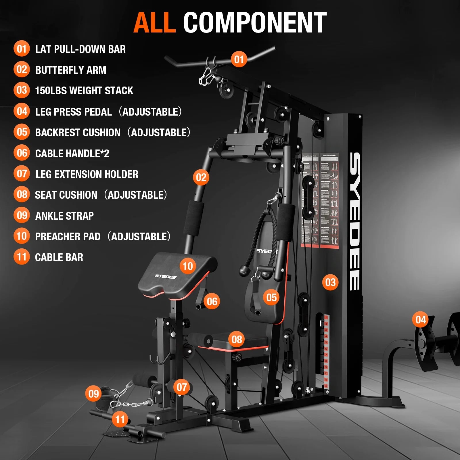 All-In-One Home Gym System with Folding Chest Press – 90+ Exercises in One Space-Saving Machine