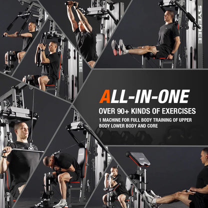 All-In-One Home Gym System with Folding Chest Press – 90+ Exercises in One Space-Saving Machine